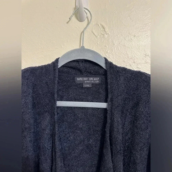 Barefoot Dreams Dark Navy Blue Bamboo Chic Lite Calypso Cardigan Wrap L/XL - Picture 3 of 9